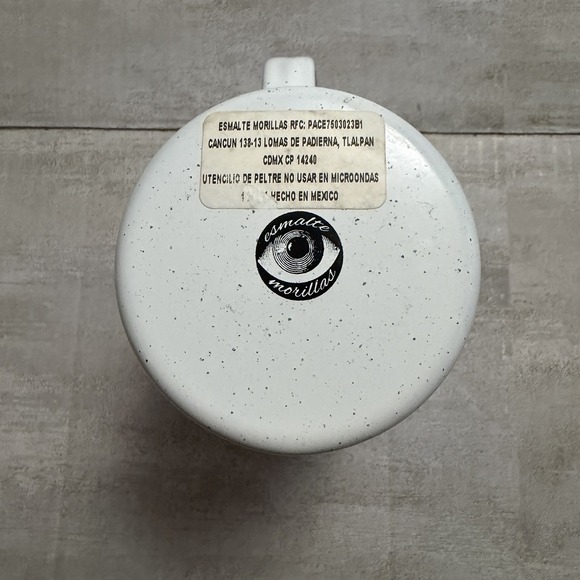 Esmaltes Morilla White Enamel Metal Coffee Cup Mug Graphic Cat Kitten Glass Camp - Picture 9 of 9